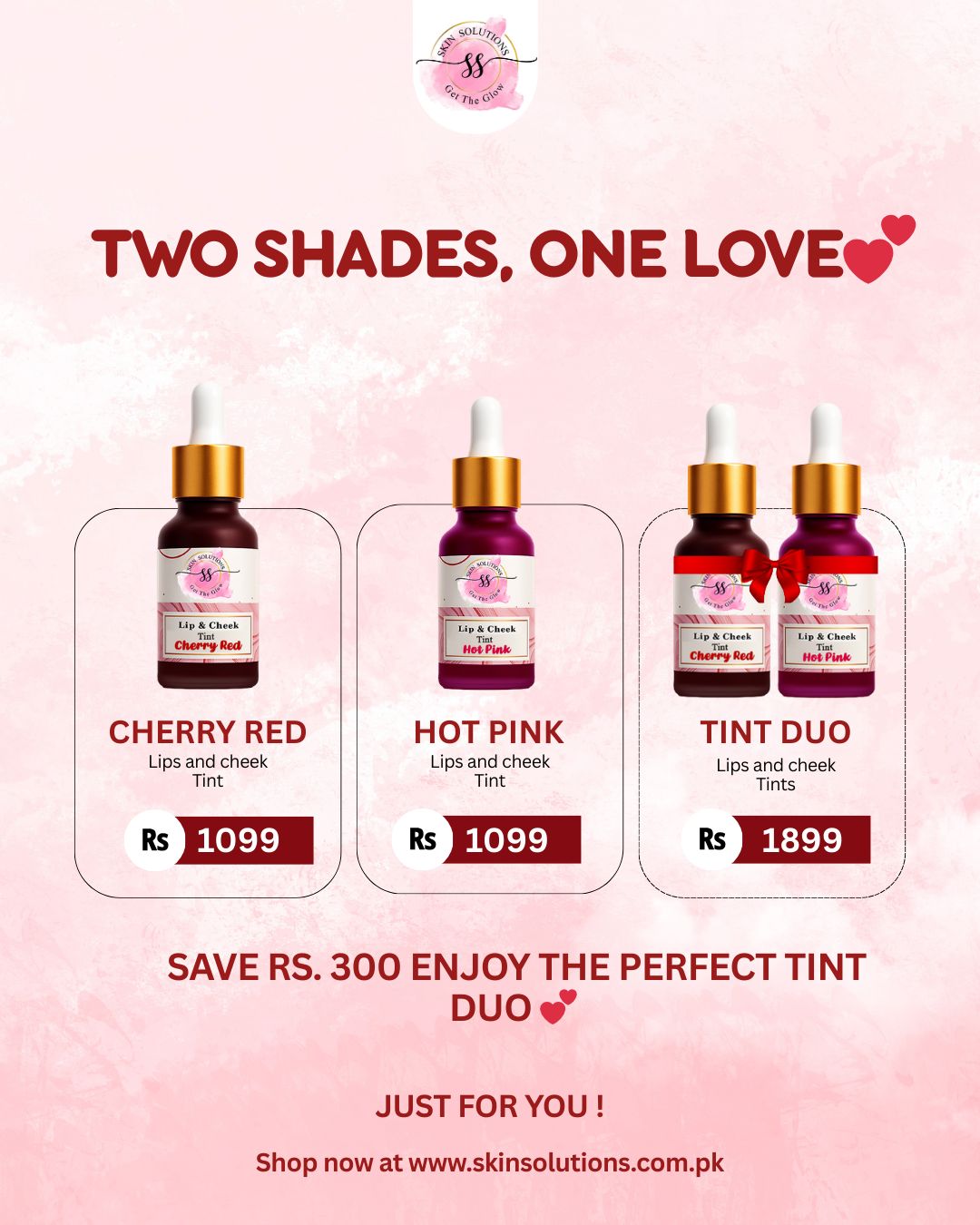 Lip and Cheek Tint – Cherry Red / Hot Pink