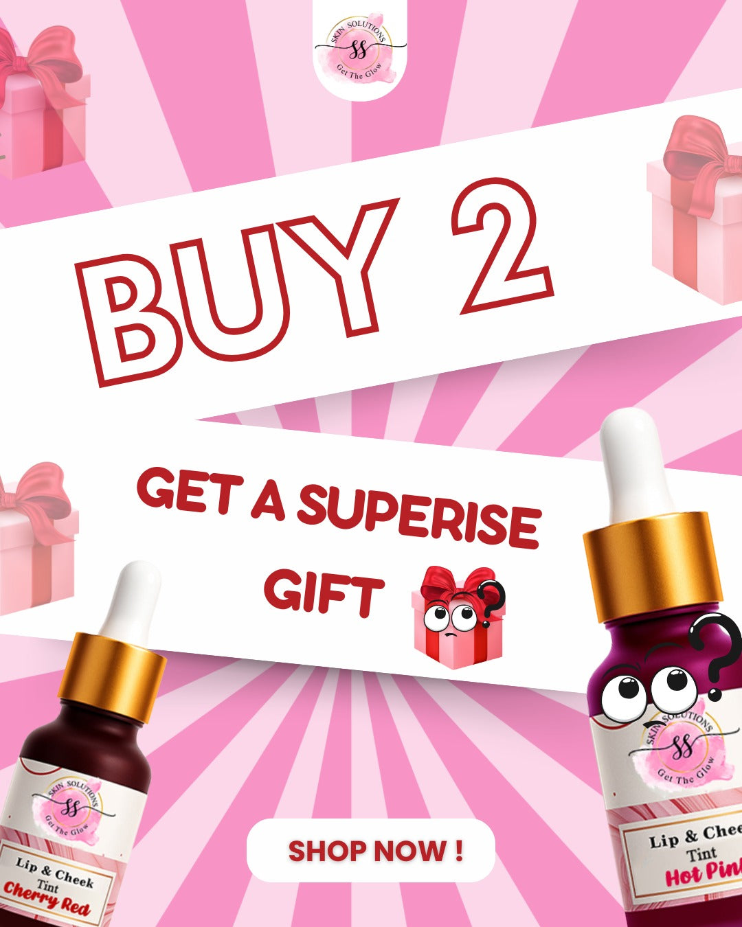 Lip and Cheek Tint – Cherry Red / Hot Pink