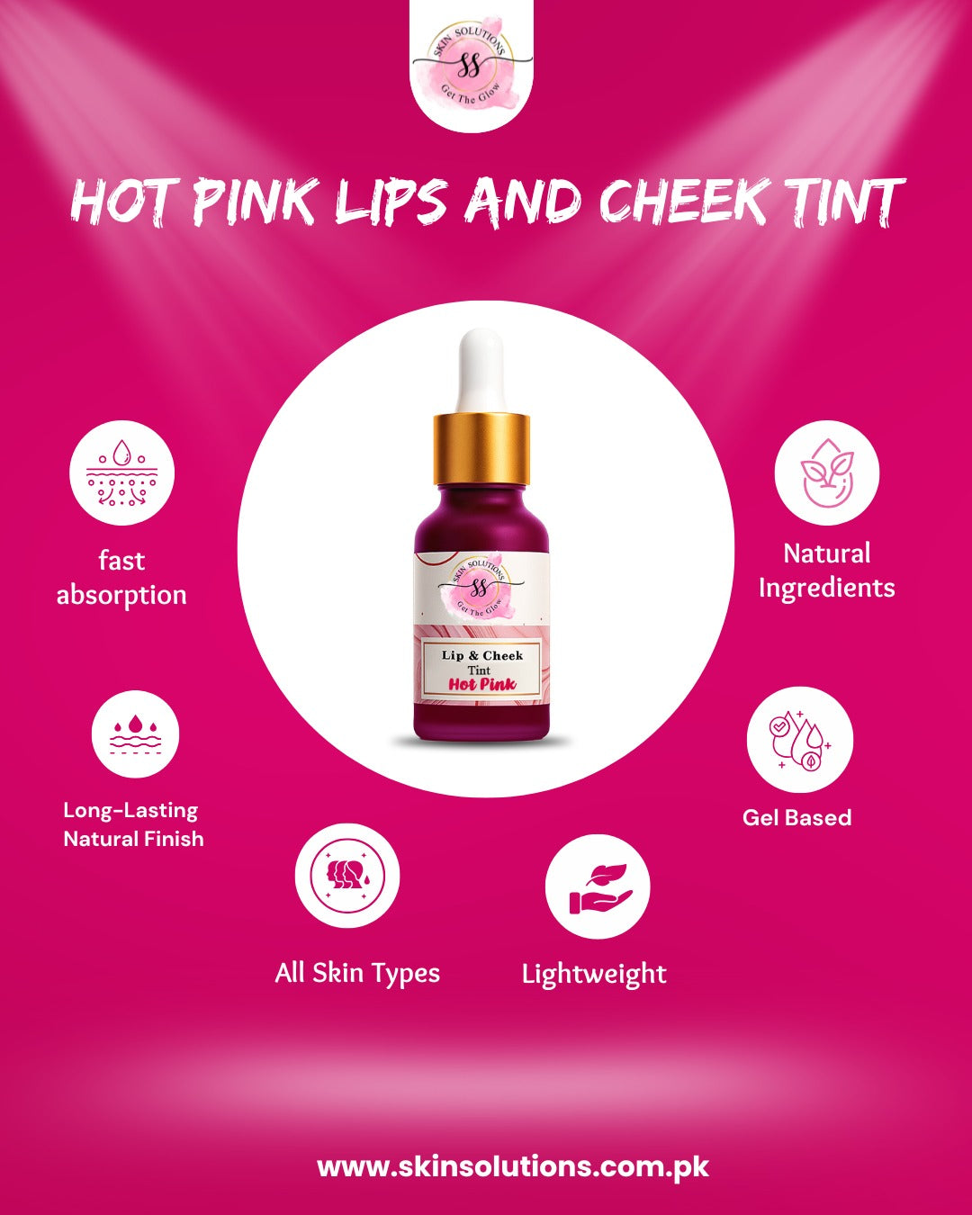 Lip and Cheek Tint – Cherry Red / Hot Pink